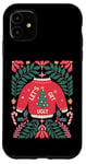 Coque pour iPhone 11 Pull de Noël bohème festif en forme de canne à sucre d'orge floral