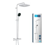 GROHE Vitalio Comfort 250, Colonne de Douche avec Mitigeur Thermostatique, Douchette Vitalio Comfort 110 2 jets, Flexible 1,75m, Economie d'Eau, Chromé, 26696001