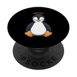 Meditative Penguin with Halo Tranquility PopSockets Adhesive PopGrip