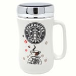 Set Of 2 Starbucks Travel Mug Ceramic Coffee Tea Cup Lid Work Hot Cold Drinks