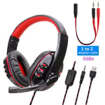 LED Light Gaming Over Ear Headset Gamer casque Deep Bass Game Headphones Écouteur pour ordinateur PC PS4 XBox audifonos gamer fones-Rouge LED PS4