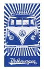 BRISA VW Collection - Serviette de Plage-Sauna-Tapis de Bain en Design Combi T1 (Samba Stripes/Bleu)