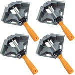 4 Pcs Serre Joint Angle 90 °, Etau D'angle Alliage d'Aluminium, Pince de Soudage d'angle avec Mâchoire Pivotante Réglable, pour Outils Menuisier, Soudage de Charpentier Gris