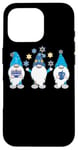 Coque pour iPhone 16 Pro Nains de jardin Hanukkah Shalom - Chapeaux bleus