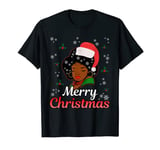 Merry Christmas Afro Black African American Woman Xmas T-Shirt