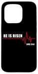 Coque pour iPhone 15 Pro He is Risen – Jesus Heartbeat Pulse Christian Faith EKG