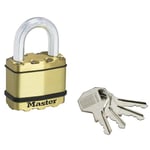 MASTER LOCK Cadenas Très Haute Sécurité [A Clé] [Acier Laminé + Finition Laiton] [Extérieur] M5BEURD - Idéal pour les remises, les garages, les clôtures et les portails