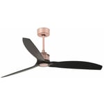 Faro Barcelona - Ventilateur de plafond just fan m acier cuivre, pc noir mat h: 64cm Ø128cm