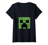 Womens Minecraft Creeper Big Face V-Neck T-Shirt