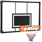 SPORTNOW Panier de Basket Mural, Panier Basket, avec Panneau incassable, Cerceau en Acier et Filet indéchirable, vis de Montage et clé, pour extérieur, Noir, Transparent, Orange