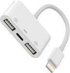 Adaptateur Lightning Vers Usb Pour Iphone Otg (3 En 1) Pour Chargeur Rapide,Clavier,Clé Usb,Lecteur De Cartes,Appareil Photo,Souris,Hub,Accessoires De Chargement,14,13,12,11 Pro Max,Mini.[P63]