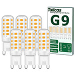 Tailcas Ampoules LED G9, 5W Equivalent 50W Halogène Lampe, 15.5mm x 51mm Blanc Chaud 3000K 500LM Non Dimmable Sans Scintillement AC/DC 220-240V pour Chambre Salon Cuisine Jardin, Paquet de 6