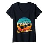 Womens Sushi Rolls Vintage Sushi Rolls V-Neck T-Shirt