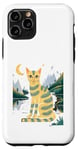 Coque pour iPhone 11 Pro Chat mignon Art Midnight Illustration Simple Art