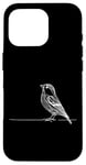 Coque pour iPhone 16 Pro Line Art Oiseau et Ornithologue Pin Siskin