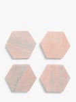 John Lewis Hexagonal Pink Marble Coaster, Set of 4, Light Pink