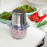 Daewoo 200W Cordless Pro Electric Food Chopper & 1L Glass Bowl Stainless Steel