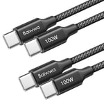 Baiwwa iPhone 16 Charger Cable 2M, 100W USBC to USBC Cable, 2Pack Fast Charging USB-C Lead for iPhone 16 Plus, iPhone 16Pro, iPhone 16 Pro Max, MacBook, iPad -Black