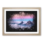 Big Box Art Clouds Over The Swiss Mountains Paint Splash Framed Wall Art Picture Print Ready to Hang, Oak A2 (62 x 45 cm)