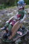 97301 FIGURINE TROLL BROUETTE ENFANT KORRIGAN FARFADET   FEE  PIXIE ELFE PIXIES