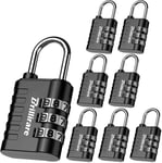 Lot de 8 Cadenas,Serrure à Combinaison Serrures à Bagages à 3 Chiffres avec Code Numérique Métal,Serrure avec Code Numérique Résistant aux intempéries pour Sac à Dos,Bobine,Valise(Noir)(Q785)