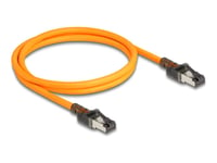 Delock - Nätverkskabel - Rj-45 (Hane) Till Rj-45 (Hane) - 1 M - 6.2 Mm - S/Ftp - Cat 6A - Portanvändarfunktion (Usb-C Driven), Halogenfri - Orange