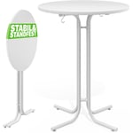 Casaria - Table de bar ronde Ø70 ou 80 cm pliable haute de 110 cm plateau de table en mdf mange debout table d'appoint Blanc 70cm