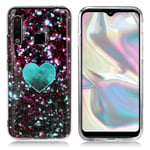 Marmormotiv Samsung Galaxy A70e skal - Glittrande Blått Hjärta