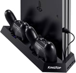 Support Verticale Avec Deux Ventilateurs Cooler Pour Ps4 Double Chargeur De Manettes Dualshock Et Et 3 Hub Usb Intégré Système D'alimentation Pour Manette Dual Shock Ps4