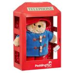 Rainbow Designs Paddington Bear Soft Toy in British Phone Box - Plush Teddy with Red Hat, Blue Duffle Coat & Wellington Boots - Collectable Stuffed Animal in Iconic Packaging