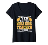 Womens Retro Profession I'm The Middle School Teacher V-Neck T-Shirt