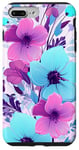 iPhone 7 Plus/8 Plus Pink And Purple Flowers Design Teal Blue Floral Cute Garden Case