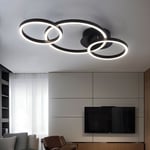 Plafonnier Luminaire de Salon Lampe Design LED Anneaux Noir Opale Chambre