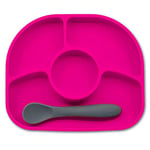 bblüv Yümi Assiette Bébé Anti-Renversement avec Ventouse et Cuillère en Silicone, Rose, 2 Unité - Lot de 1