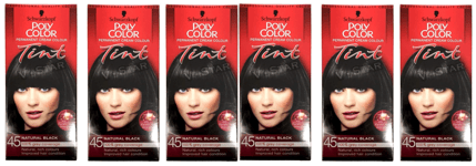 Schwarzkopf Poly Color natural Black Cream Permanent Hair Dye Tint 45 Pack X 6