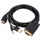 Convertisseur de câble compatible VGA vers HDMI,1.8m,audio 3.5mm,alimentation USB,câble VGA vers HDMI 1080P pour PC,TV Box,budgétaire - Type VGA to HDMI-1,8m