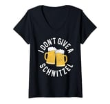 Womens I Don't Give A Schnitzel Funny Oktoberfest German Flag Prost V-Neck T-Shirt