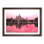 Big Box Art Victoria Memorial in Kolkata India Painting Framed Wall Art Picture Print Ready to Hang, Walnut A2 (62 x 45 cm)