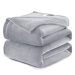 WAVVE Plaid Couverture Polaire Flanelle en Microfibre, Jeté de Canapé 150x200 Gris Clair, Couverture lit Jete de Canape 2 Personnes, Plaid Fourrure Grand Chaud et Doux en Peluche, 200x150