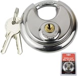 Heavy Duty Cadenas Rond,cadenas exterieur,Stainless Steel Padlocks outdoor antivol garage waterproof Anti Cut pour hangars,clôture,unités de stockage,garages avec 2 clés(Q1715)