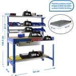 Etagère basse banc de travail simonwork BT1 box 1500 bleu/bois - 1445x1510x760 600Kg Simonrack