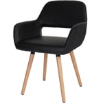 HHG - Chaise de salle à manger Altena ii, fauteuil, design rétro des années 50, similicuir, noir