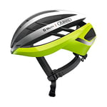 ABUS Aventor Quin casque vélo route - Casque de vélo intelligent avec détection d’accidents et système d'alarme SOS - pour hommes et femmes - Jaune, taille M