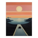 Long Road Home Just Follow the Sun Blue Pink Seascape Oil Painting Unframed Wall Art Print Poster Home Decor Premium