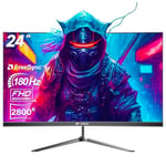 CRUA Gaming incurvé Écran PC 24 Pouces 165/180 Hz 1920X1080P, FHD 1080P, Compatible Freesync, Couleurs 100% sRGB, Protection des Yeux, DP, HDMI, Noir