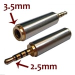 Jack Headset Gold 2.5 mm Male to 3.5 mm Female Headphone Adapter Stereo Audio