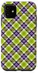 iPhone 11 Purple Green Plaid Halloween Plaid Fall Autumn Pumpkins Case