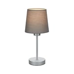 BRILONER - Lampe de table, lampe de chevet, 1 ampoule E14 avec interrupteur à câble, abat-jour en tissu Gris/argenté 10 x 31,4 cm