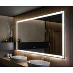 Moderne Miroir avec LED Illumination Salle de Bain 120x70 cm sur Mesure LED Lumineux Miroir avec Éclairage intégré Interrupteur Tactile LED126