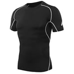 AMZSPORT Maillot Compression à Manches Courtes pour Homme Sports Séchage Rapide Baselayer Haut Size XL